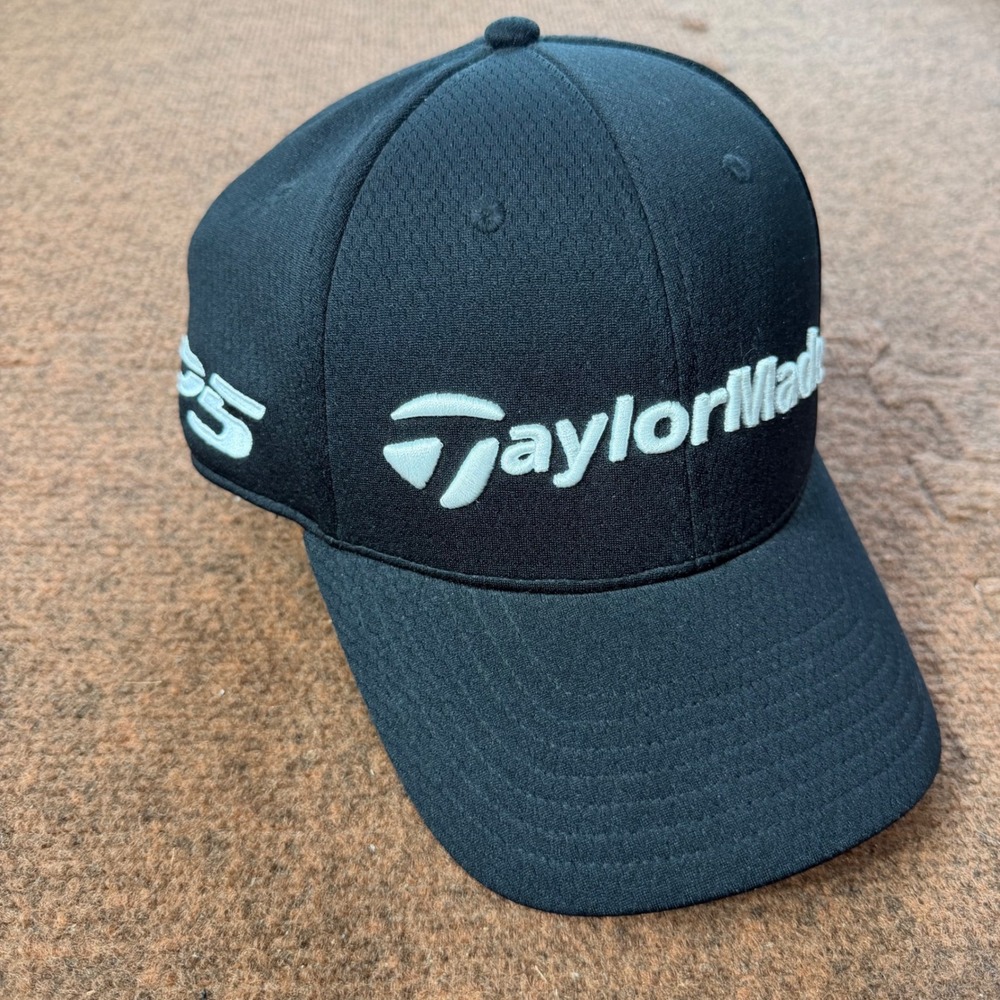A+ mens hat TaylorMade SIM TP5 Golf Hat Black White Embroidered Flex Fit Cap S/M